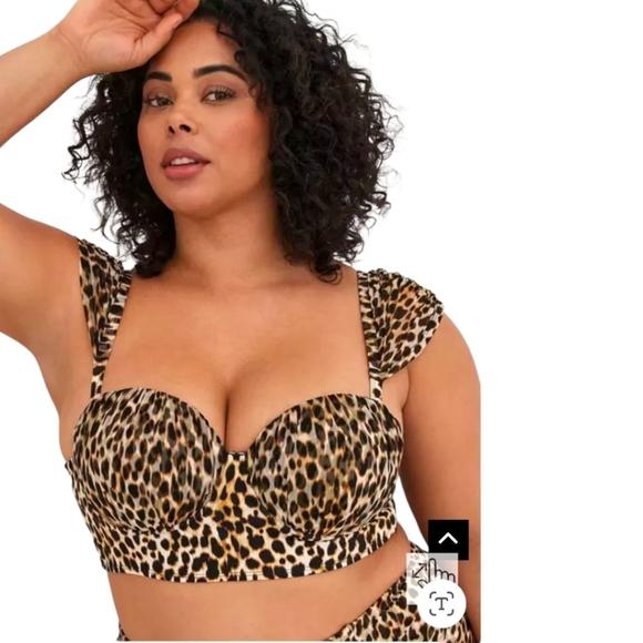TORRID Retro Chic Cheetah Print Underwire Swim Top & High Rise Ruched Breifs 3X - Picture 3 of 16